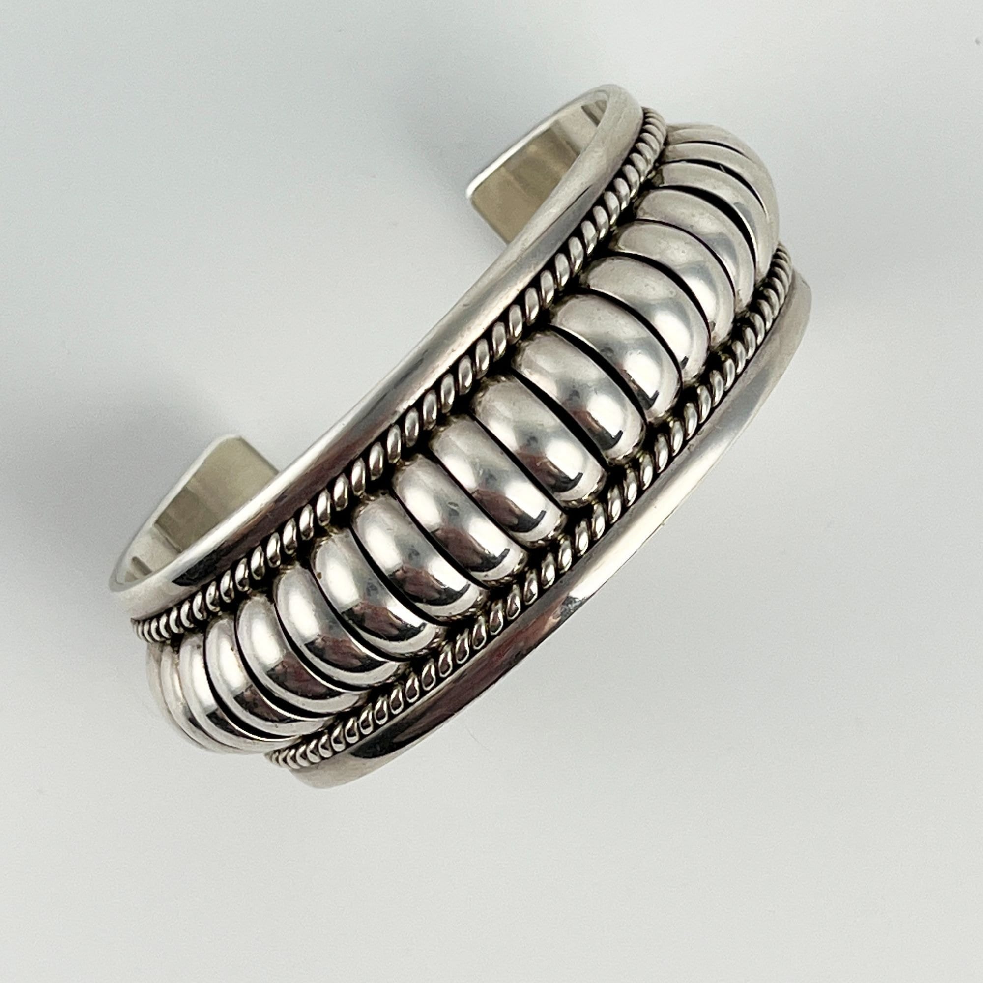 Vintage Native American Navajo Tom Charley Sterling Silver Braided