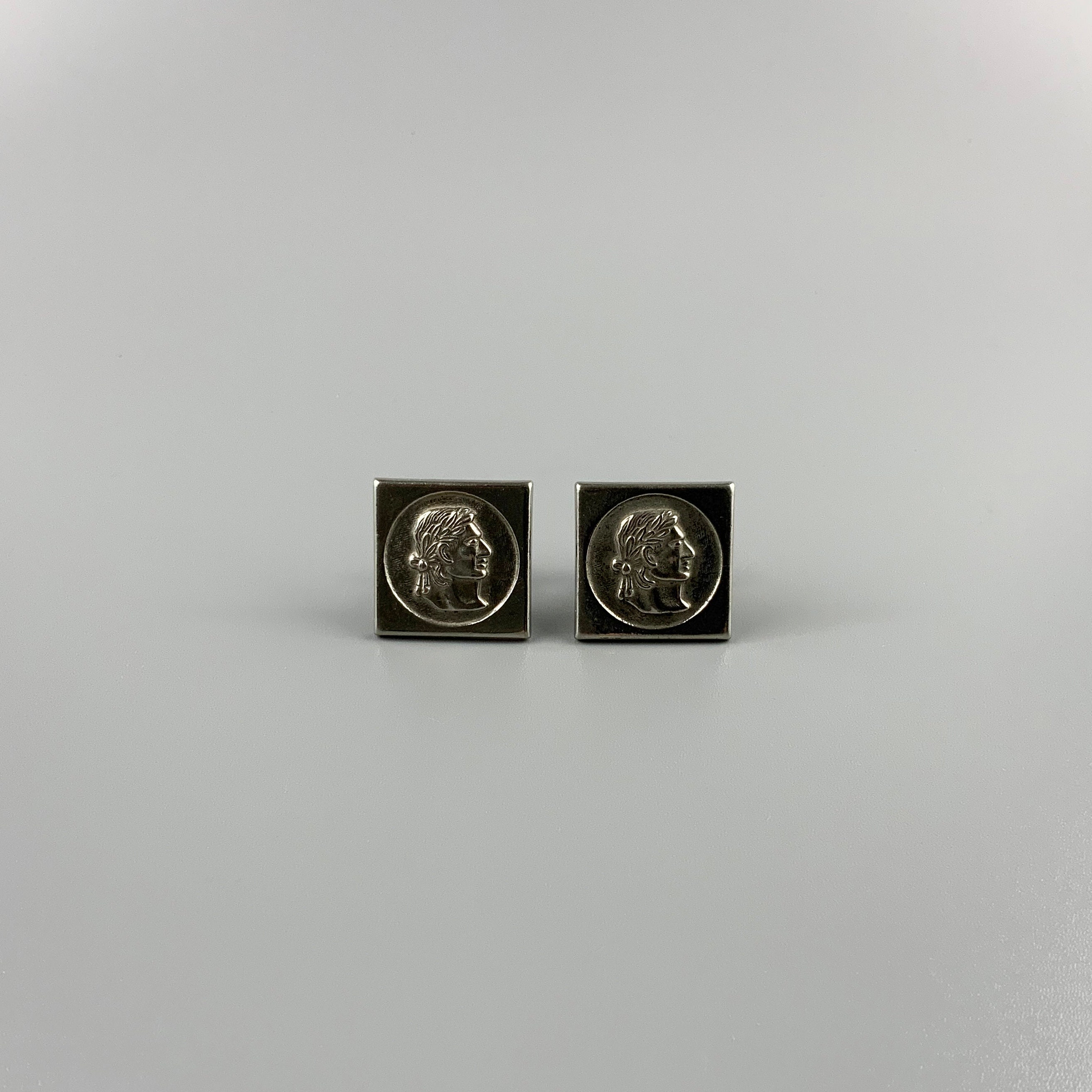 Boutons De Manchette Vintage Matador Torero - Rond Noir Et Argenté - Occasion