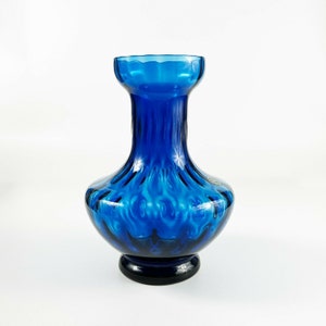 Vintage Mid Century Modern Empoli Cobalt Blue Optic Glass Vase Made in Italy, MCM Home Decor, Italian Glass, Interior Decorating