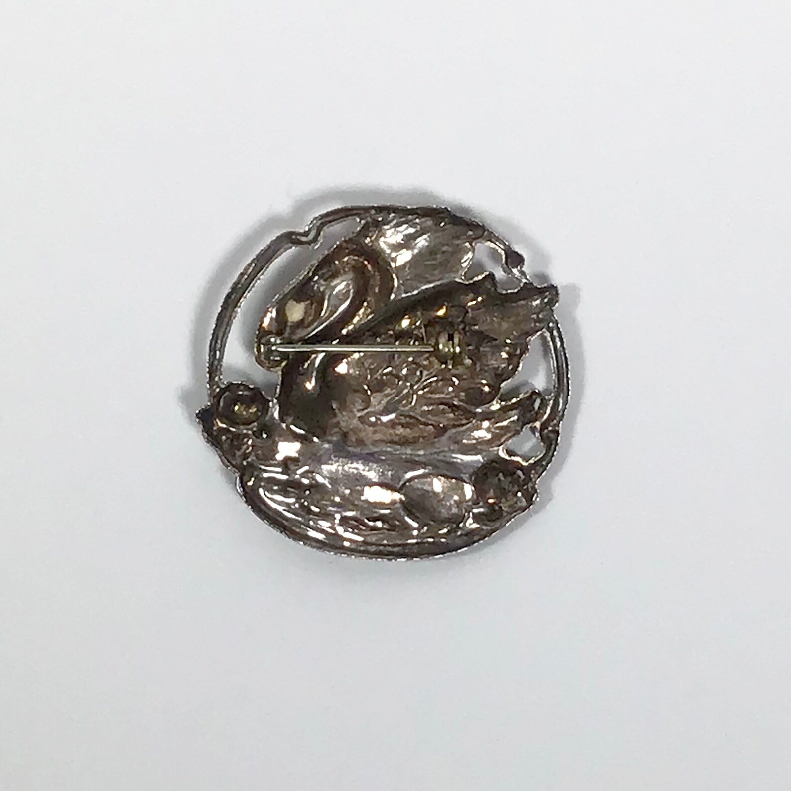 Vintage Art Nouveau Style Swan Water Lily Lotus Flower Pond Sterling ...