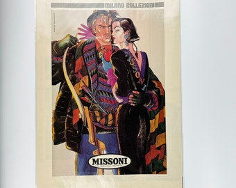 Vintage Antonio Lopez Missoni 1983 Campaign Poster Krizia Double Sided Print Ad