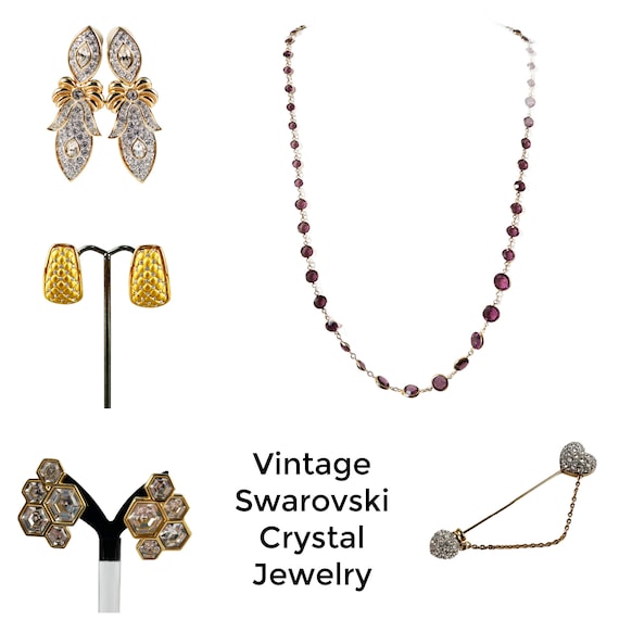 Authentic '90s Swarovski Signed Crystal Jewelry: Clip On Earrings