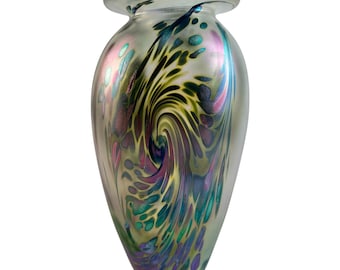 Robert Held Blue Iridescent Art Glass Vase Signed - Etsy