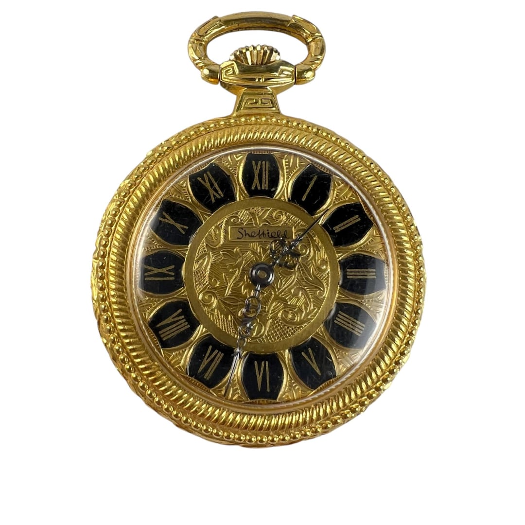 Vintage Ladies Sheffield Gold and Black Swiss Made Pendant