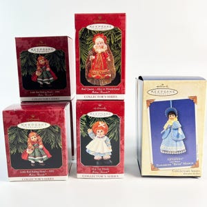 Vintage Hallmark Keepsake Madam Alexander Christmas Ornament Collector&#39;s Series, Little Red Riding Hood, Alice in Wonderland, Little Women