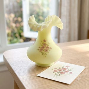 Fenton Custard Uranium Glass Vase Hand Painted - Etsy