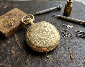 Vintage Swiss Pocket Watch For Repair | Endura Manual-Wind | Swiss Made Movement for Parts | Retro 1960s Salvage | Watchmaker Craft Project