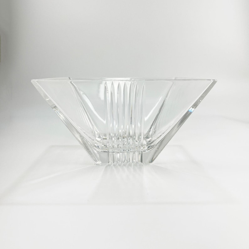 Tiffany & Co Metropolis Art Deco Crystal Bowl | Large Square Glass Dish | Modern Table Console Decor | Luxury Glassware | Gift image 5
