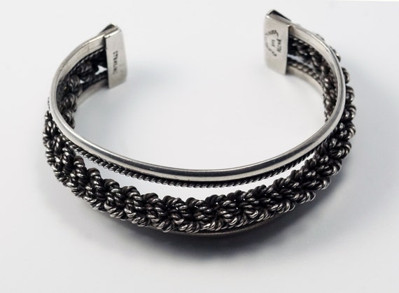 Boho Cuff Bracelet, Sterling Silver Cuff, Ethnic … - image 3