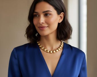 Anne Klein Matt Gold Tone Link Toggle Halskette Modernist Statement Kragen