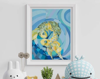 Limited edition print of original painting by Paola Minekov "Reflections" - Fish Art Print, animal wall art for children & nursery, yin yang