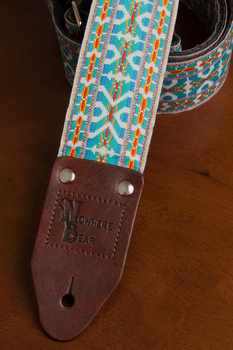 Turquoise/White Vintage-styled Guitar Strap | Etsy