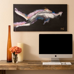 Pittura astratta acrilica originale; Pittura del corpo; Dipinto acrilico arco indietro; Donne astratte originale