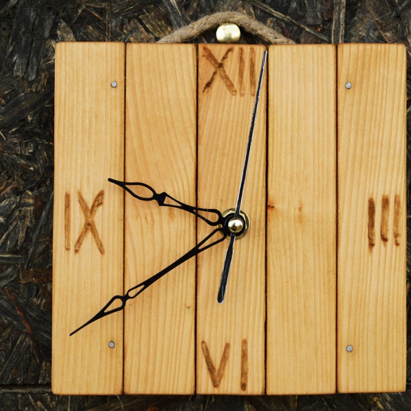 Mini wooden clock Pine wood clock Handcrafted clock