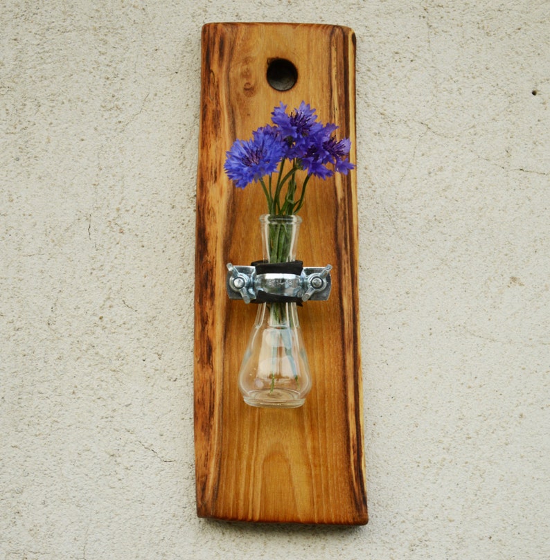 Wooden Wall Vase Hanging Vase Masive Acacia Wood Vase Etsy