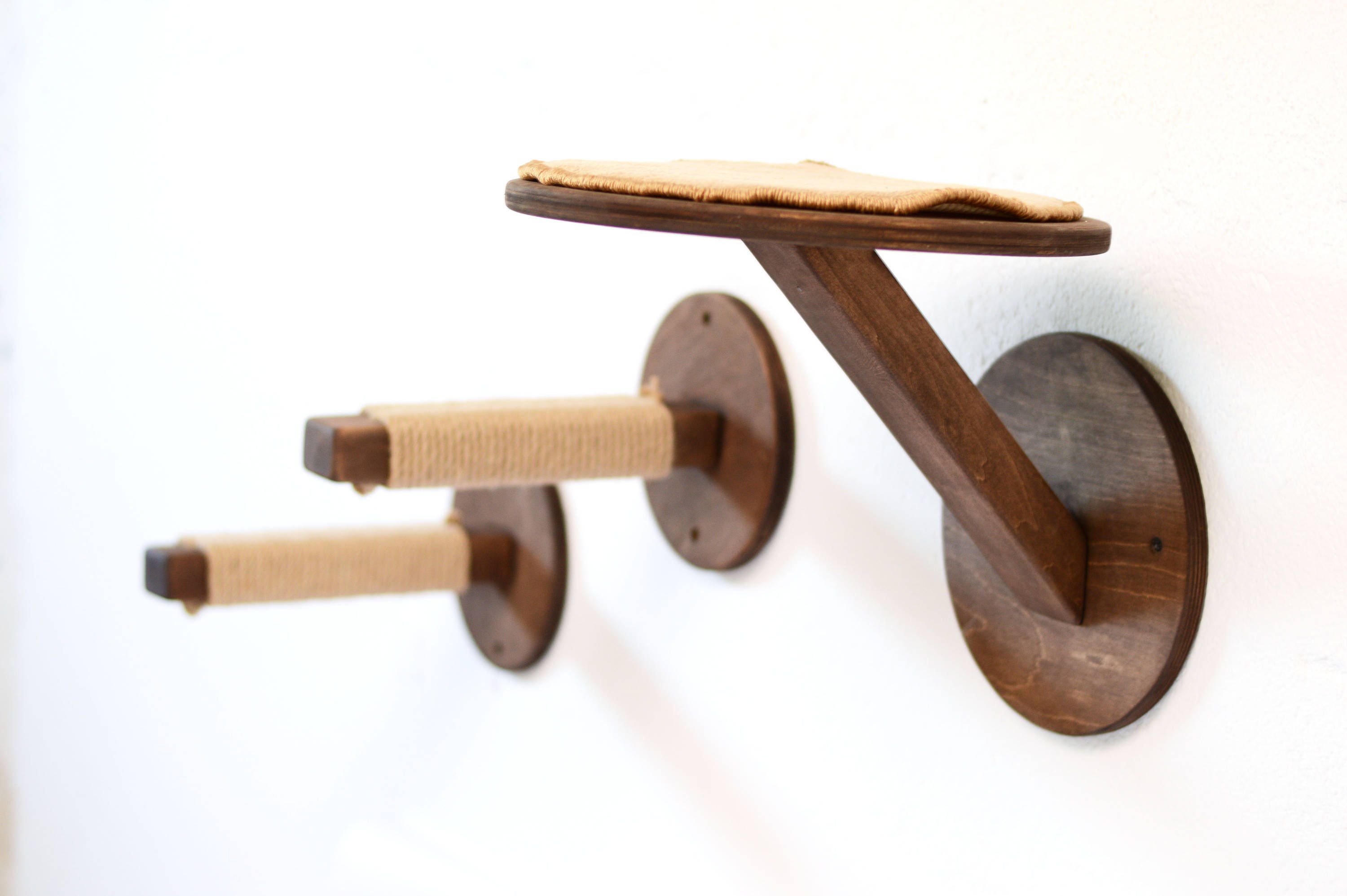 Cat shelves Set of 3 cat shelves Wall scratch post Wood cat Etsy