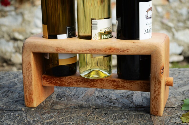Rustic Wine Rack Solid Wood Wine Stand Wooden Winery Recycled Etsy