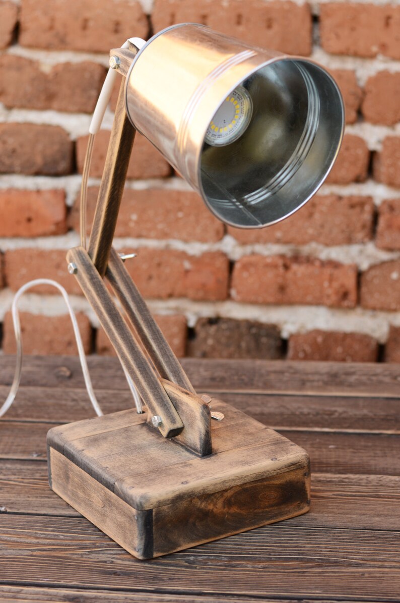 Office lamp Wooden desk lamp Handcrafted gift Reading lamp | Etsy