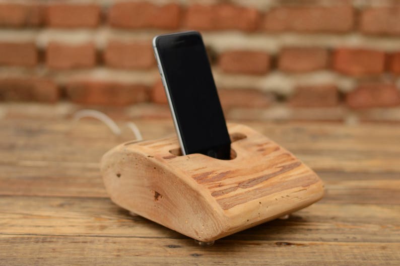 Wooden iPhone 6 stand Wood charging dock Woodworking gifts Husband gift Phone holder iphone 7 plus iPhone desk holder Mobile stand
