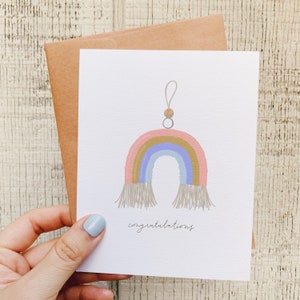 Macrame Rainbow - Congratulations, Baby Shower - Illustrated Blank Greeting Card