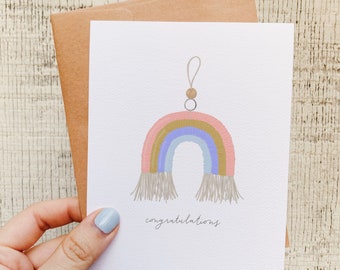 Macrame Rainbow - Congratulations, Baby Shower - Illustrated Blank Greeting Card