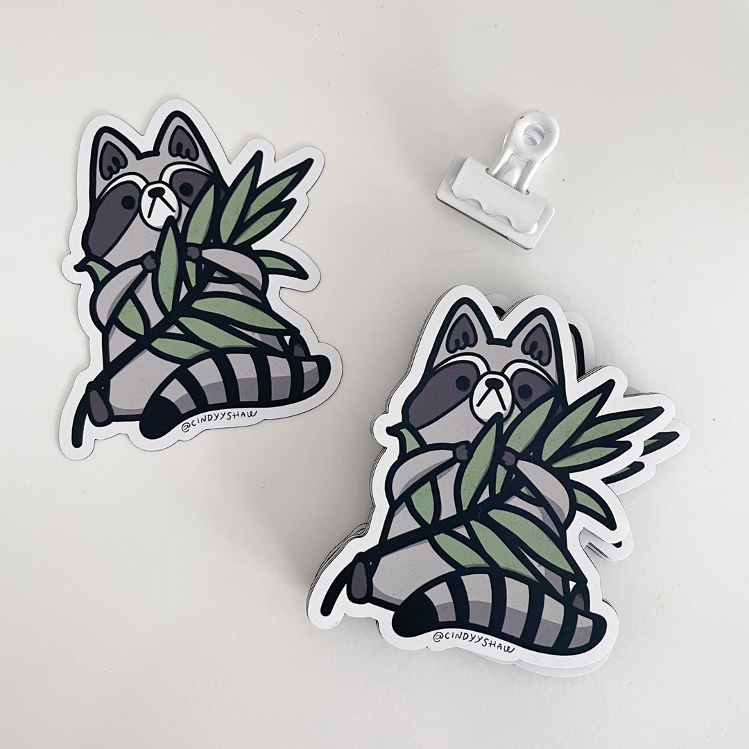 Raccoon With Leaves/greenery - Die Cut Magnet - Etsy