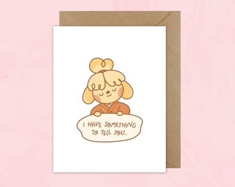 I Have Something to Tell You - Isabelle's Announcement - Illustrated Blank Greeting Card