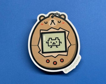 Bear Tama - Retro Virtual Pet Fan Art - Vinyl Sticker