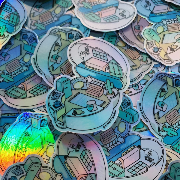 Polly Pocket Inspired Holographic Vinyl Laptop Sticker