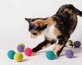 Crocheted Balls with Bells (set of 3)| handmade crochet toy| kitten toys