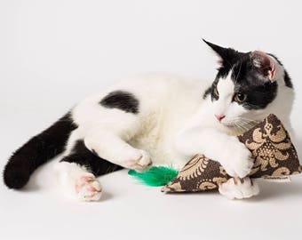 Burlap, Crinkle, and Catnip Kickin' Stick|catnip cat toys| kitty kicker toy