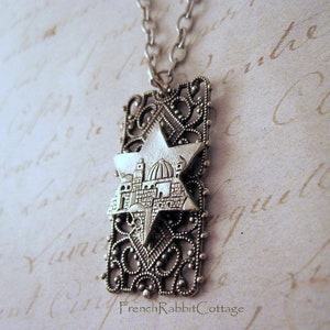 Star of David Necklace Pendant. Judaica Jewelry. Jewish Jewelry Gifts for Mom Grandma. Vintage style filigree with Jerusalem Star of David