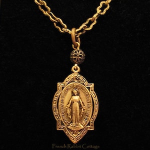 Miraculous Medal Necklace. Virgin Mary Pendant Necklace. Blessed Mother Jewelry. Catholic Religious Jewelry for Women. Immaculate Conception image 1