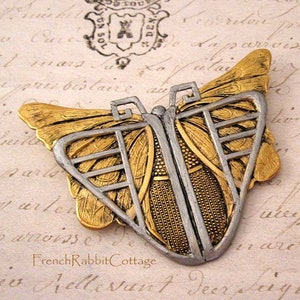 Art Deco Jewelry Butterfly Brooch Pin, Vintage Inspired Geometric Moth Wings. Handmade Jewelry. Hand painted Jewelry. Bug Lover Nature Gift.