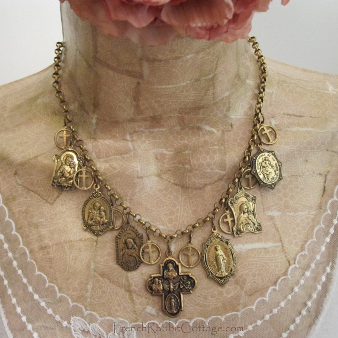 Saint Necklace Catholic Jewelry Medals. Religious Charms Etsy