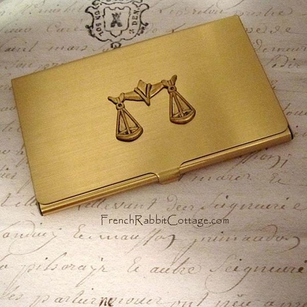 Lawyer Gift Attorney Business Card Case. Law School Graduate Gift. Law School Graduation Gift . Scales of Justice. Gift Men Women.Free Pouch