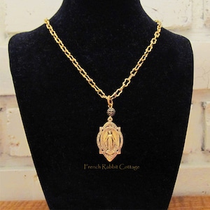 Miraculous Medal Necklace. Virgin Mary Pendant Necklace. Blessed Mother Jewelry. Catholic Religious Jewelry for Women. Immaculate Conception image 3