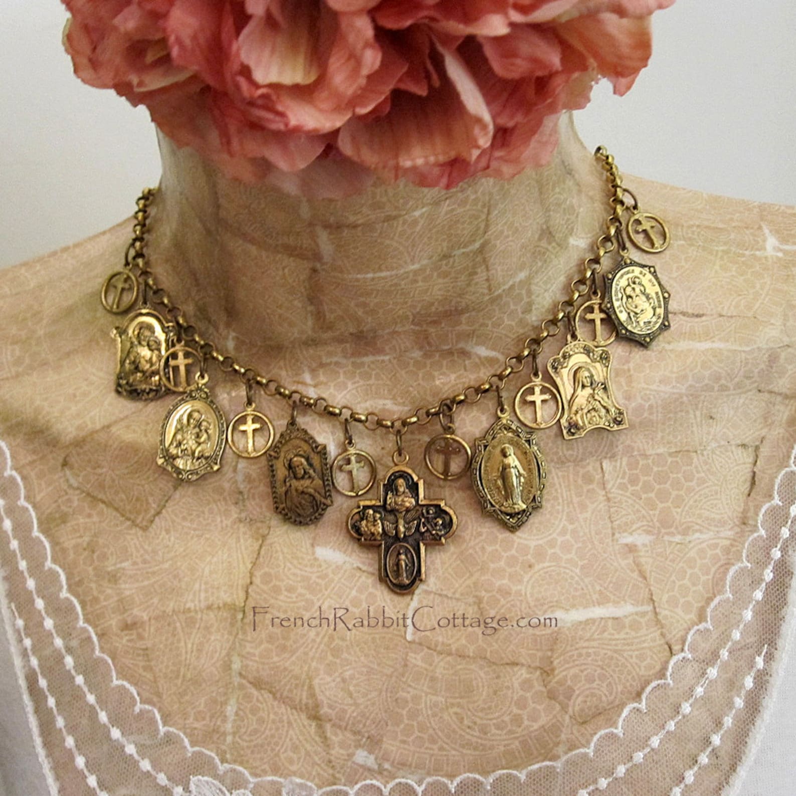 Saint Necklace Catholic Jewelry Medals. Religious Charms Etsy