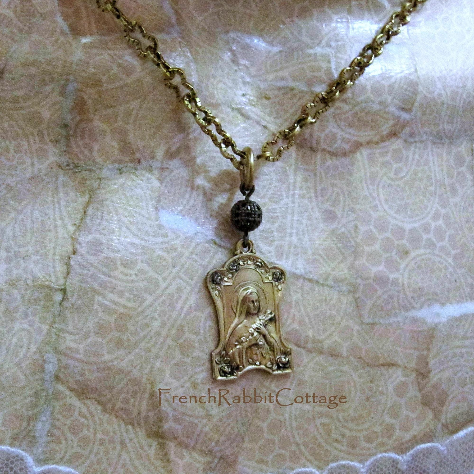 St Teresa Necklace Pendant. Saint Therese of Lisieux. Theresa Rose ...