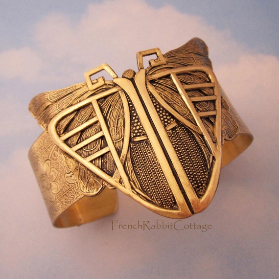 Art Deco Jewelry Butterfly Bracelet, Butterfly Wings Cuff Bracelet. Art Deco Style Bangle Bracelet Statement Vintage Inspired Geometric Moth