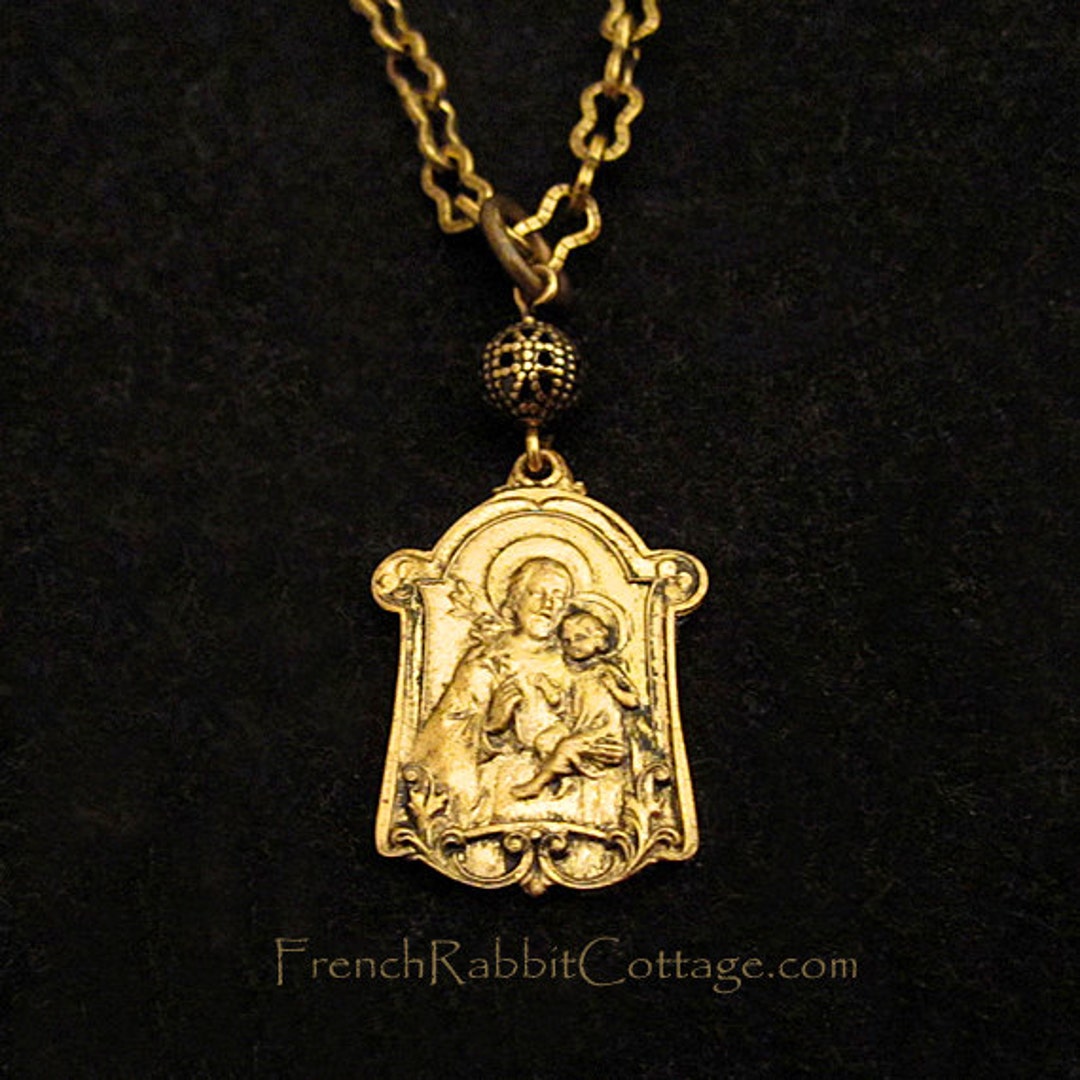 St Joseph Necklace Medal Pendant.catholic Religious Themed Etsy