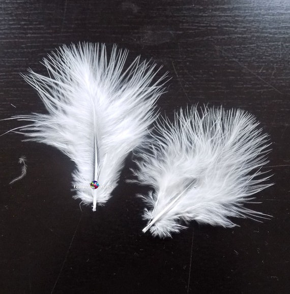 White marabou feathers for Crafts, Card Making, Costuming, Decorating etc 1  - 3 Inches Approx x 60