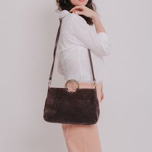 Crossbody Purse, Suede Leather Handbag, Crossbody Bag, Woman Leather Bag, Wristlet Clutch Purse, Gift For Her, Brown Leather Bag, HUGE SALE image 1