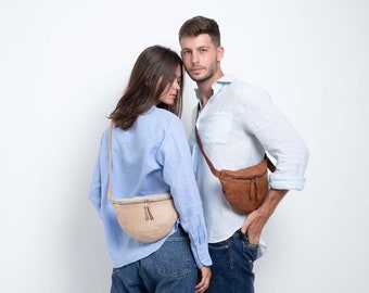 Leren heuptasje, kleine lederen crossbody tas, heuptas, leren draagzak voor heren en dames, leren heuptas, leren riemtas dames