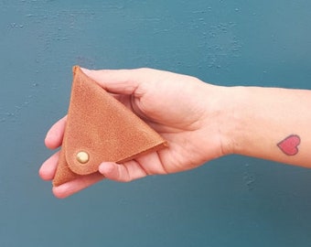 Leather Purse, Coin Purse, Leather Wallet, Leather Gift for Men, Change Purse, Man Leather Wallet,Pocket Wallet, Triangle Purse, Snap Wallet