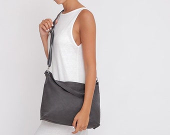 Bolso bandolera de cuero negro, bolso hobo de cuero suave, bolso bandolera pequeño para mujer, bolso de cuero hecho a mano, bolso bandolera - bolso SHIRI