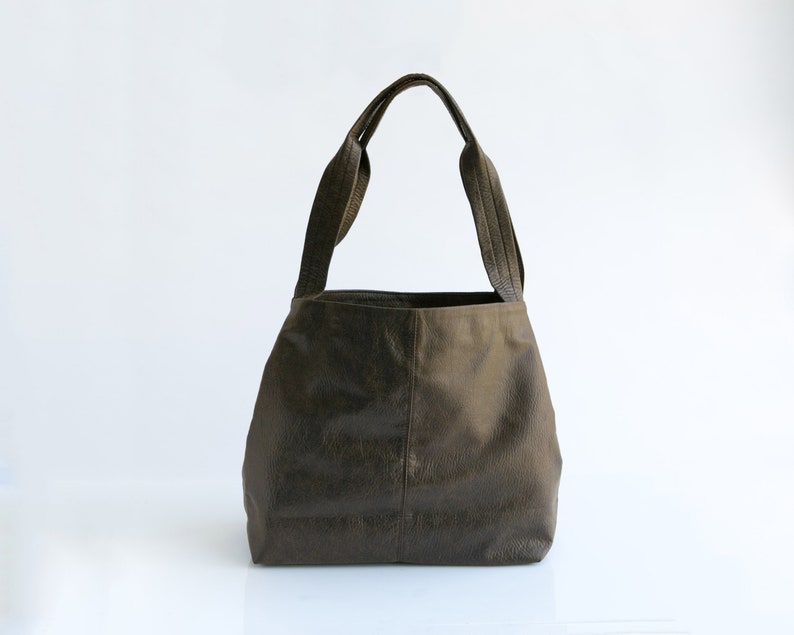 Vegan Leather Tote Oversized Bag Distressed Brown Leather Vegan Purse Women Bag Shoulder Bag Weekender Bag Tami Bag image 3