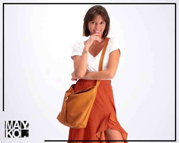 Mayko Bags Leather Hobo Crossbody Bag