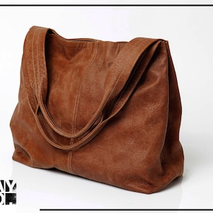 Brown Leather Bag, Women Soft Leather Bag, Big Bag, Shoulder Bag with Magnetic closer, Over Size Bag, Brown Leather Tote Bag, TAMI BAG image 1