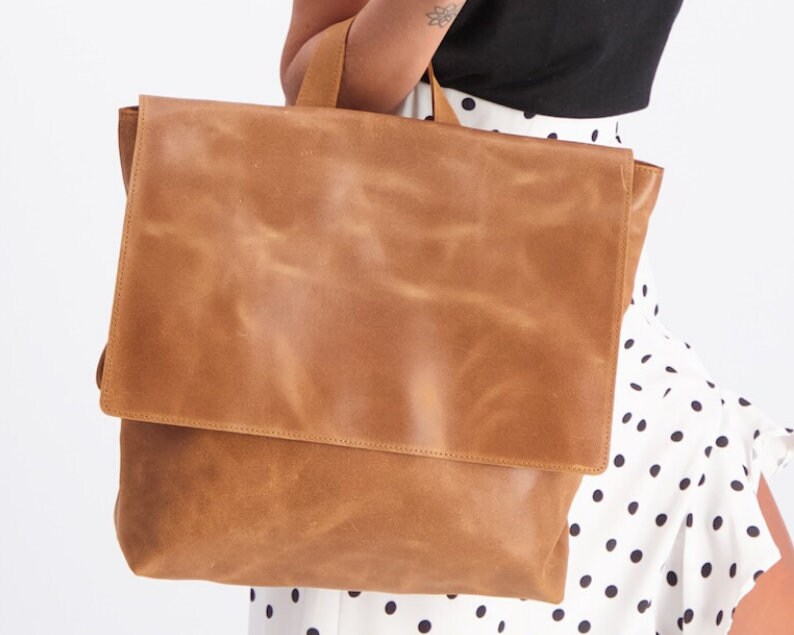 Brown Leather Backpack Laptop Bag Lawyer Gite For women Etsy